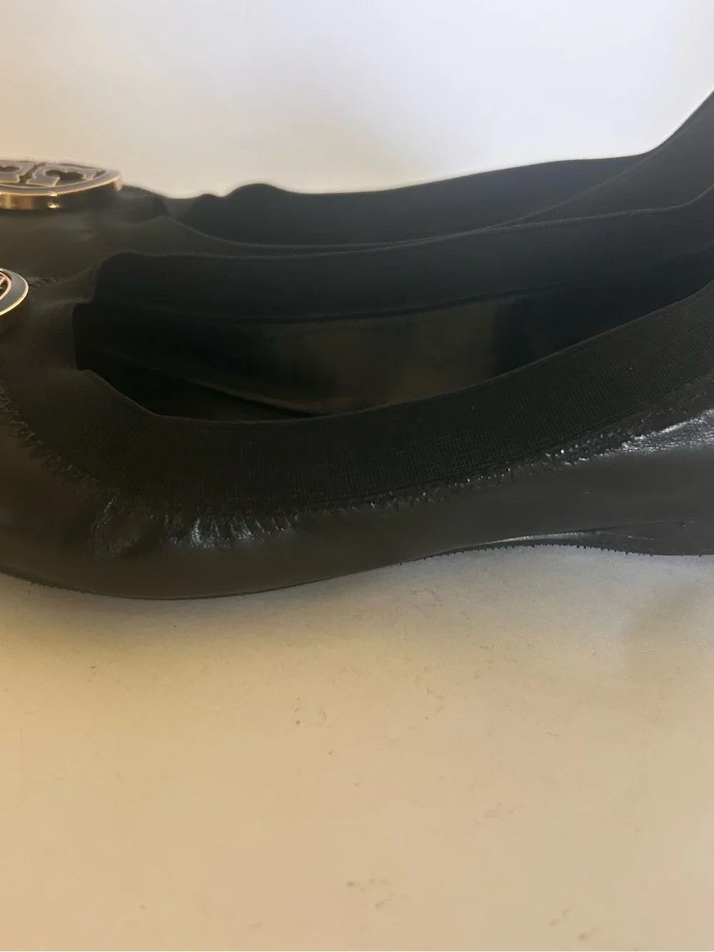 Tory Burch Caroline Black Ballet flats 6.5 New Soles Classic Preppy Gold‎ Logo